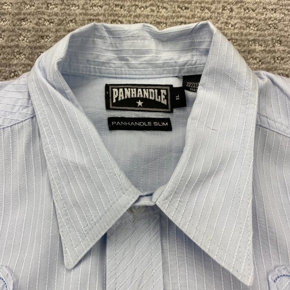 Panhandle Slim Western Shirt Men Extra Large XL Blue Button Up Pearl Snap Cowboy - Picture 4 of 13